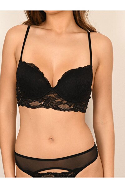 BICCA Seraphine Longline Serisi Sütyen Dantelli Dantel Balenli Çiçekli Bralet...