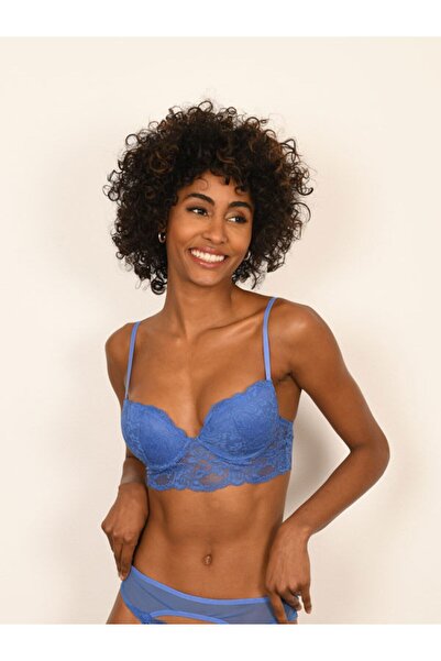 BICCA Seraphine Longline Series Sutien cu dantelă cu sârmă florală, albastru