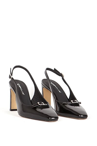 Dericlub Kadın Küt Burun Topuklu Ayakkabı Gerçek Rugan Deri Sy 27501