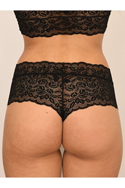 BICCA Σειρά Whitney Ψηλόμεση δαντέλα εσώρουχα χωρίς ίχνη Βραζιλιάνικη δαντέλα με λεπτομέρειες σέξι μαύρο εσώρουχο