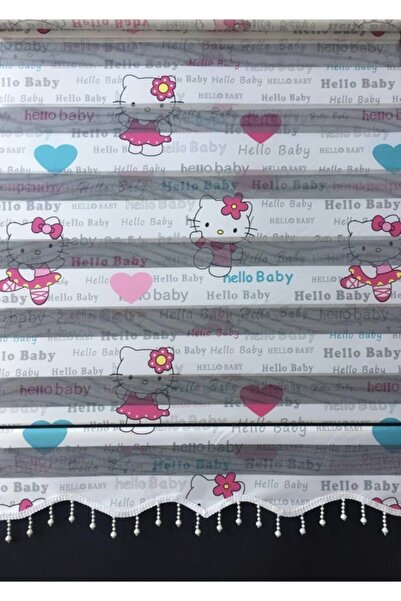 yağmur zebra Hello Kitty Desenli Boncuklu Zebra Stor Perde