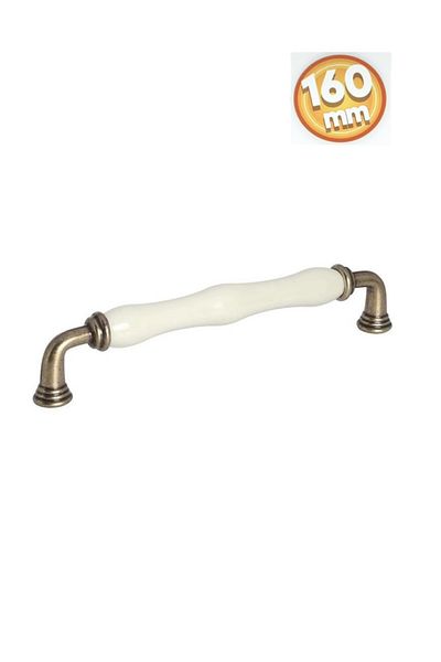 Porcellana Perla Porcelain Furniture Handles-Cabinet-Drawer-Furniture-Sapphire-160Mm-Antique Yellow-Cream-Stk0611