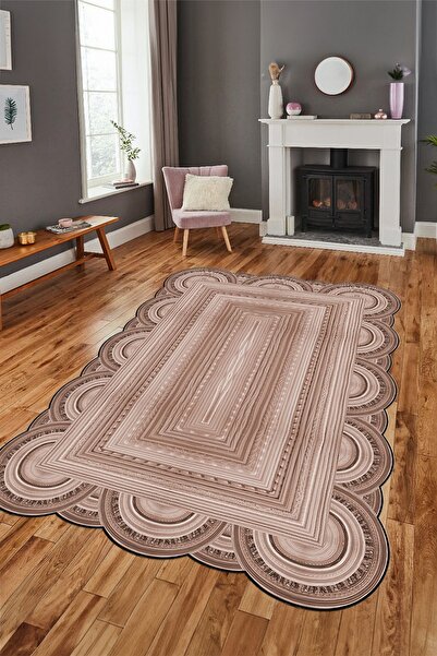 EY HOME 3D Jüt Görünümlü Yıkanabilir Lazer Kesim Yolluk Mutfak Salon Halısı