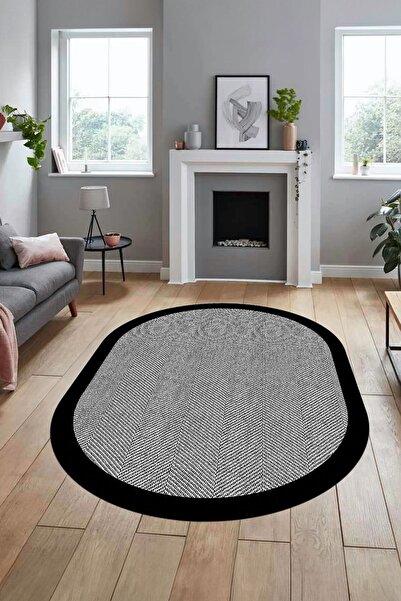 EY HOME Dijital Kaymaz Taban Yıkanabilir Jüt-Hasır Tasarım Oval Mutfak Yolluk...