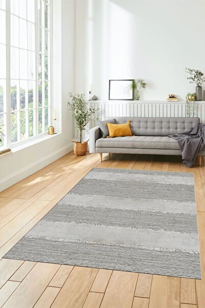 EY HOME Jute-Wicker Patterned Digital Non-Slip Base Washable Modern Runner Ha...