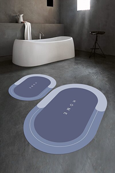 Napoli Home Set de toaletă digital cu imprimeu anti-alunecare, lavabil, oval ...