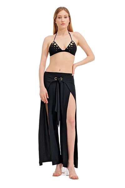ZEKİ Long Slit Clever Black Pants