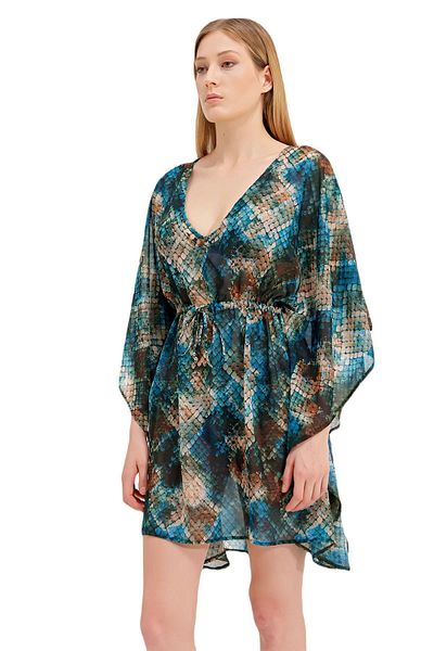 ZEKİ V-neck Clever Patterned Short Dress