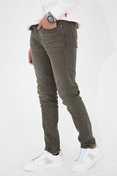 HLT JEANS Férfi könnyű khaki karcsú szabású karcsú szabású rugalmas lycra farmer farmer farmer HLTHE001985