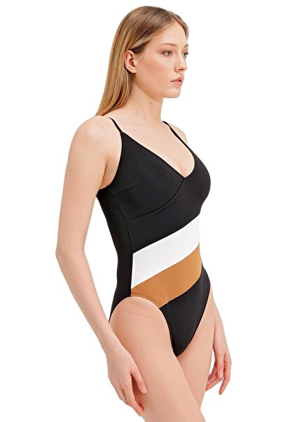 ZEKİ Zeki Gold Black Swimsuit - Accessory Detailed