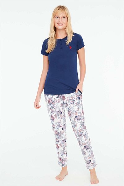 U.S. Polo Assn. Set de pijamale pentru femei, bumbac, albastru bleumarin