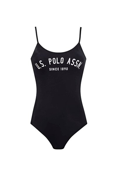 U.S. Polo Assn. Costum de baie negru cu bretele subțiri cu gât în U pentru damă
