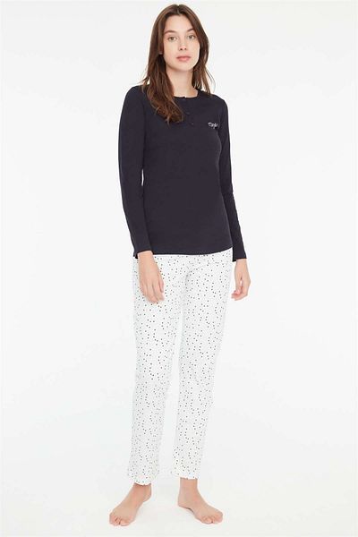 Mod Collection - Γυναικείο Σετ Πιτζάμες Navy Blue Placket