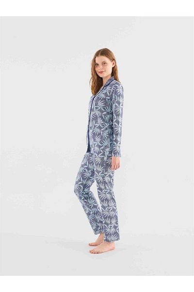Mod Collection Set pijama căptușită albastră pentru femei