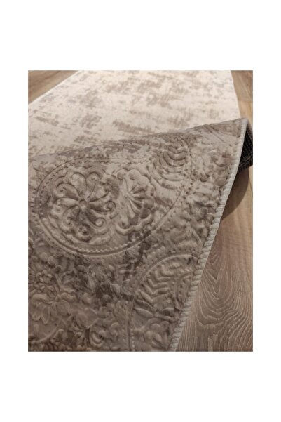 Dinarsu Kaymaz Taban Kabartmalı Yıkanabilir Halı Yolluk Vizon