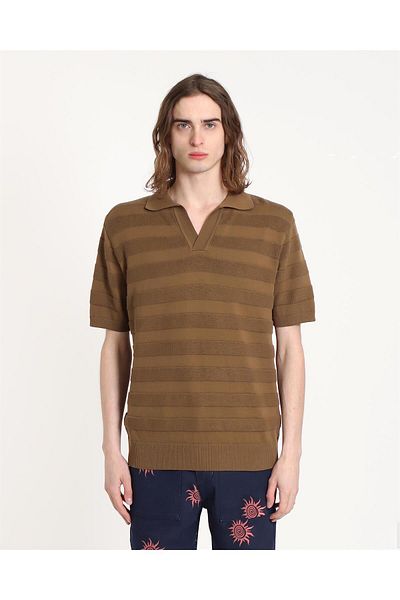 Peraluna Far Afield MARSAN POLO Tricou cu mânecă scurtă, 100% bumbac organic, pentru bărbați - maro