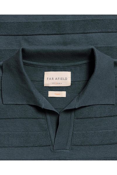 Peraluna Far Afield MARSAN POLO Crew Neck Short Sleeve 100% Organic Cotton Men's Knitwear T-Shirt - Navy