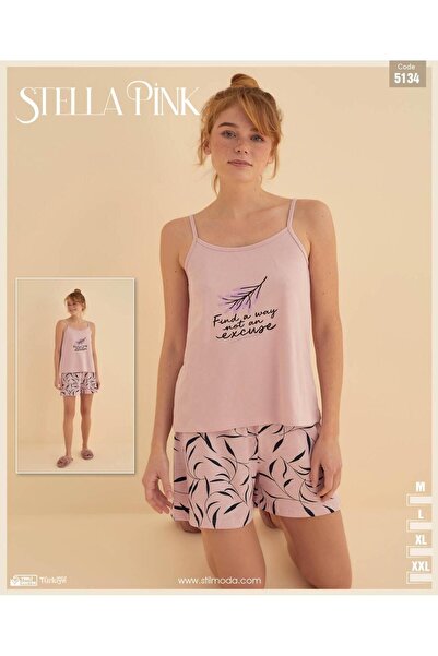 STELLAPİNK Şortlı Askılı Altü-üst (%100 Viscon Likralı
