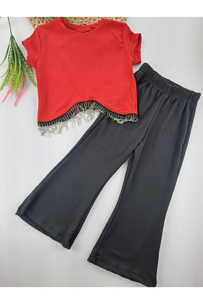 SELFİE KİDS Dvostruki set za devojčice - C Skraćeni kroj bluza sa lancem i F ...