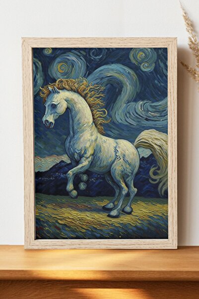 Luna Marissa Καλλιτεχνική αφίσα με άλογα - Ψηφιακή αφίσα τέχνης από χοντρό χα...