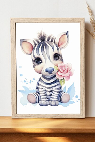 Luna Marissa Αφίσα Kawaii Zebra - Αφίσα ψηφιακής τέχνης από χοντρό χαρτί χωρί...