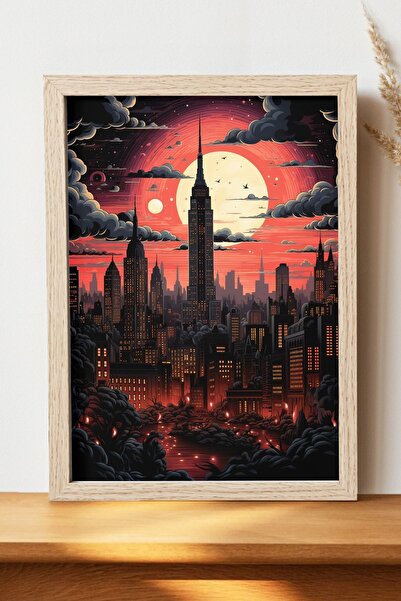 Luna Marissa Αφίσα με θέα στην πόλη - Αφίσα τοίχου από γυαλιστερό χαρτί χωρίς...