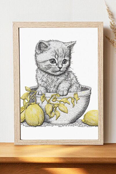 Luna Marissa Αφίσα χαριτωμένης γάτας - Αφίσα ψηφιακής τέχνης από χοντρό χαρτί...