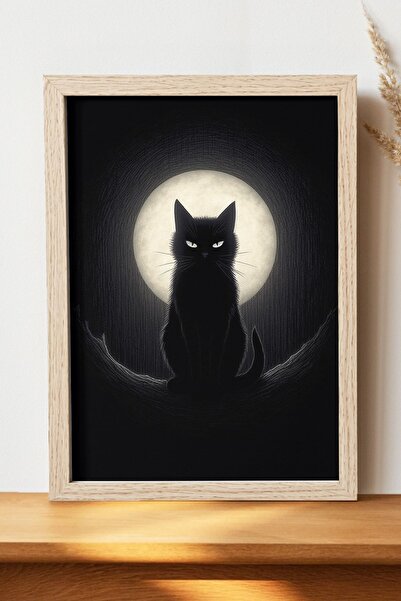 Luna Marissa Αφίσα μαύρης γάτας - Αφίσα τοίχου από γυαλιστερό χαρτί χωρίς πλα...