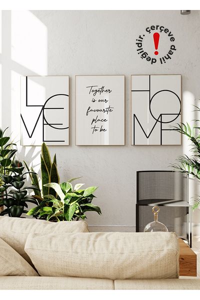 Yaris Note Ασπρόμαυρο Σετ αφίσας 3 τεμαχίων "Love, Home, Together" - Χωρίς πλαίσιο