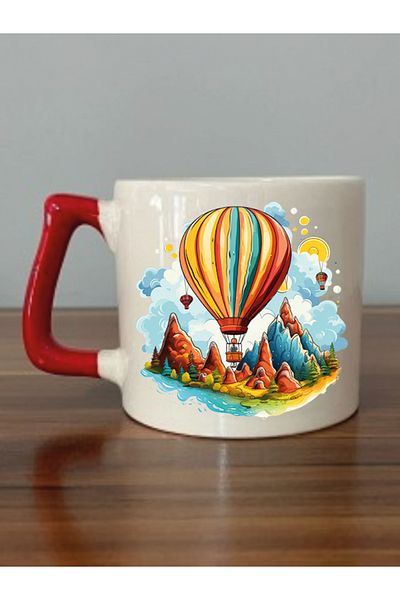 lili hediyelik Balloon Printed Flying Mug - Ceramic Tea and Coffee Souvenirs