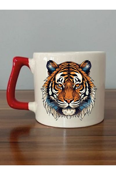 lili hediyelik Charismatic Mug with Tiger Print - Ceramic Tea and Coffee Gift Cup