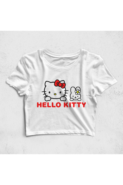 Built By Crazy Tricou digital Croptop Hello Kitty și My Melody