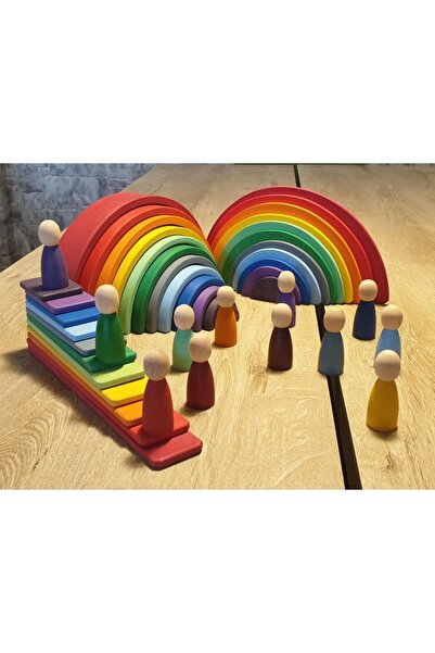 kırtkırt ahşap Waldorf Gökkuşağı Seti 46 Parça 0-6 Yaşa Özel