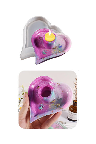 Sirius Hobi Epoksi Kalıp Alçı Mumluk Şamdanlık Kalıpları Kalp