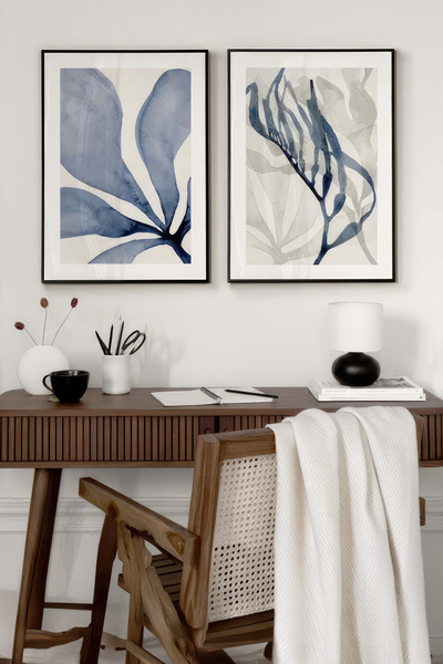 Gepetto Wood Ahşap çerçeveli 2'li Minimalist soyut tablo
