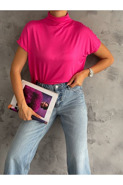 ladyzey ροζ γυναικεία μπλούζα με γιακά - off shoulder