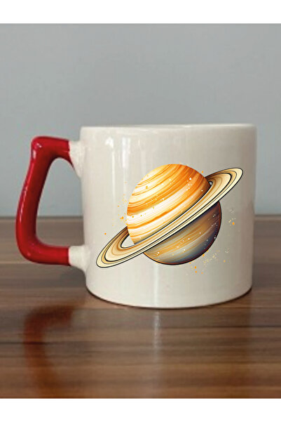 lili hediyelik كوب هدية مطبوع عليه زحل - كوب شاي وقهوة من السيراميك