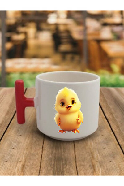 lili hediyelik كوب قهوة لطيف مطبوع عليه كتكوت - هدية كوب شاي وقهوة من السيراميك