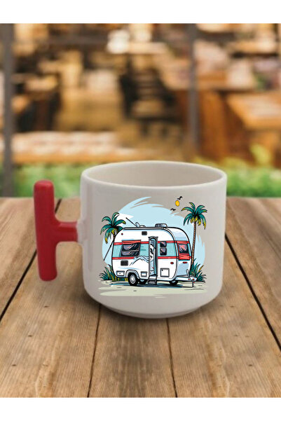 lili hediyelik كوب كارافان سيراميك بلون القهوة - تذكارية