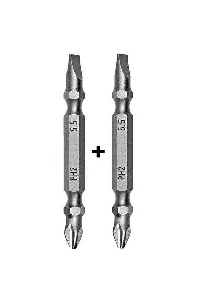ALETÇANTAM CR-V Çeliği Yıldız Düz Çift Taraflı Bits Uç PH2-SL5.5 Tornavida Uçlu Matkap Vidalama Ucu -2 Adet