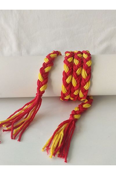 HANIMKIZ Fan Braid Bracelet Hair Band (Yellow Red Yellow Navy Blue Black White Red White)