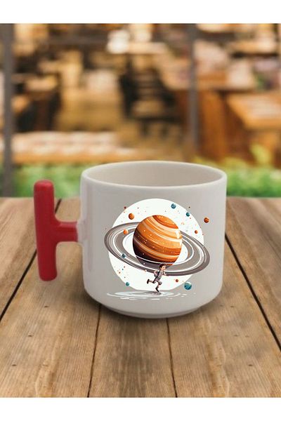 lili hediyelik Children Running in Space Coffee Cup - Gift Ceramic Cup