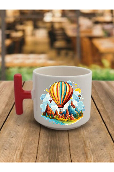 lili hediyelik كوب شاي سيراميك بلون القهوة - هدية كوب مع بالونات