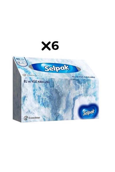 Selpak 6 Pack Hand and Face Towels - 80 pcs