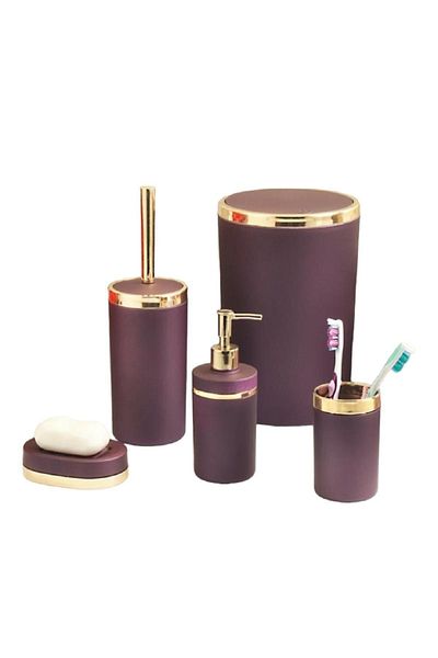 İmera High Quality Purple Color 5 Piece Luxury Bathroom Set