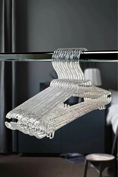 abnturk 6 Adet Büyük Boy Kristal Elbise Askısı Fonksiyonel Askı Şeffaf