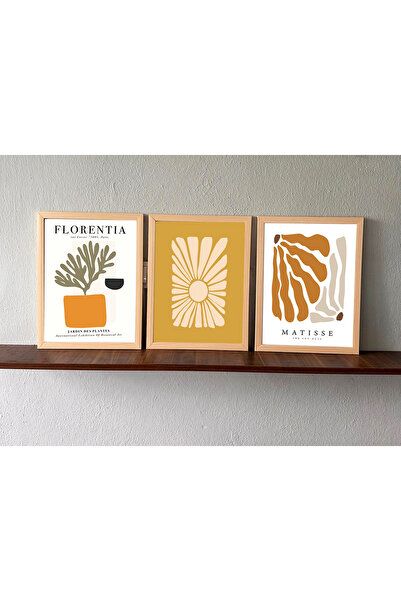 Linacci LİNWOOD Üçlü Çerçeveli MDF Matisse Florentia Turuncu Natural Lamine Ahşap Görünümlü
