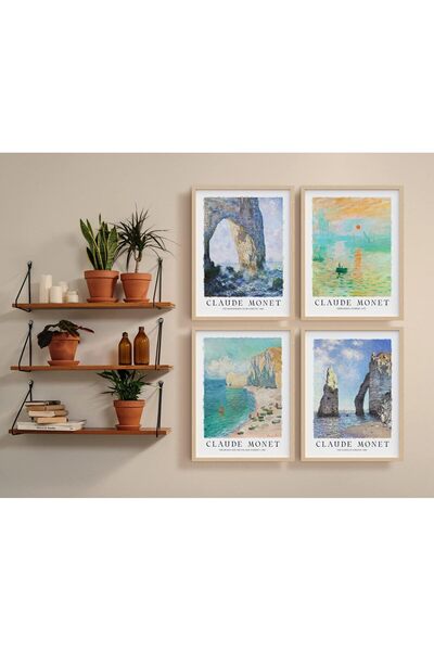 Linacci LİNWOOD Dörtlü Çerçeveli MDF Sanatsal Tablo Natural Lamine Ahşap Görünümlü