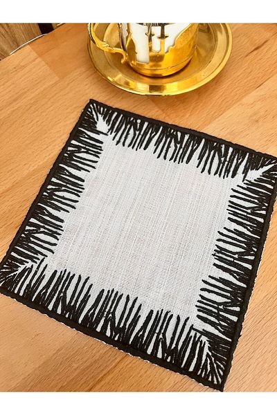 Nakışkonsept Black Striped Model Cocktail Napkin