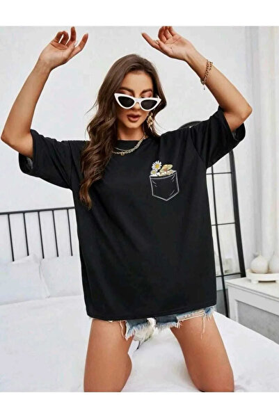 EFFRENATU Oversize Floral Printed T-shirt